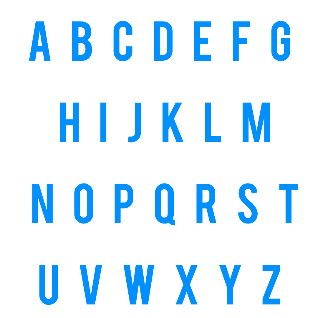 A to Z letters blue png