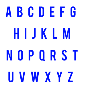 A to Z letters blue png