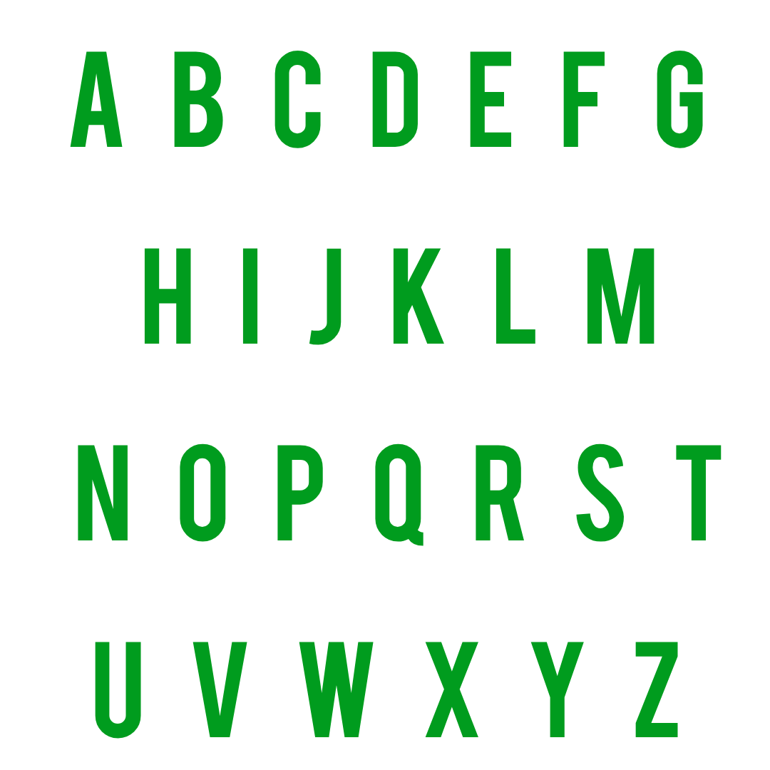 A to Z letters green png