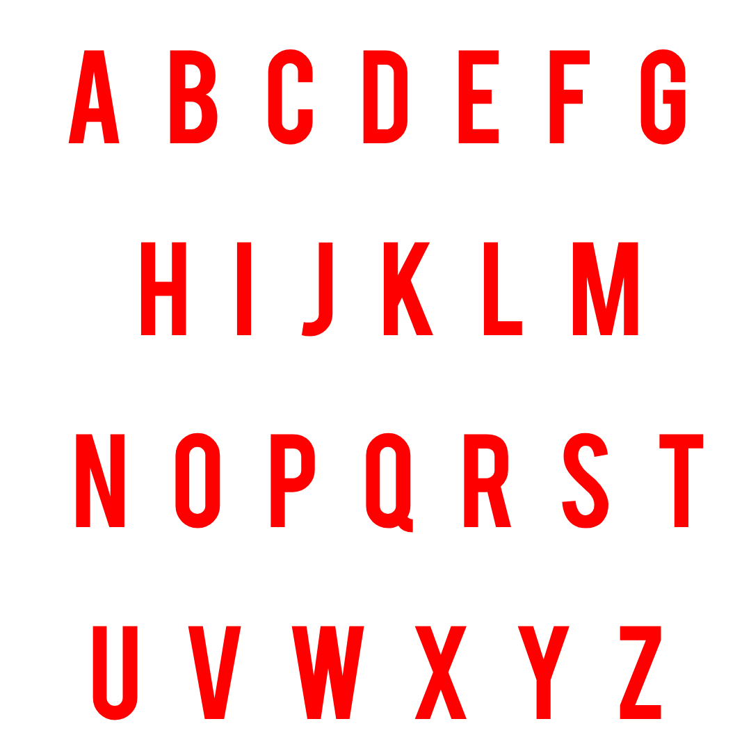 A to Z letters red png