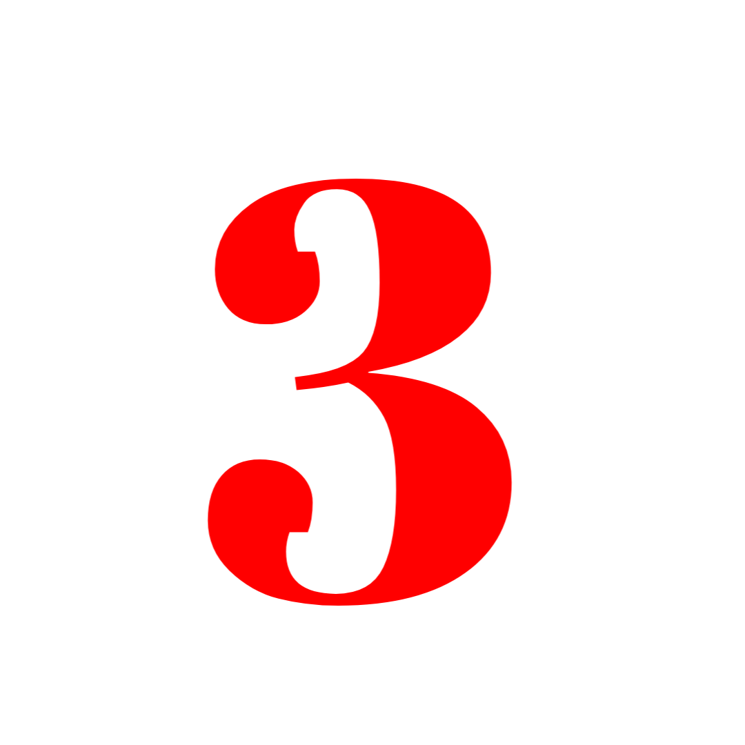 Number 3 Red Png free download