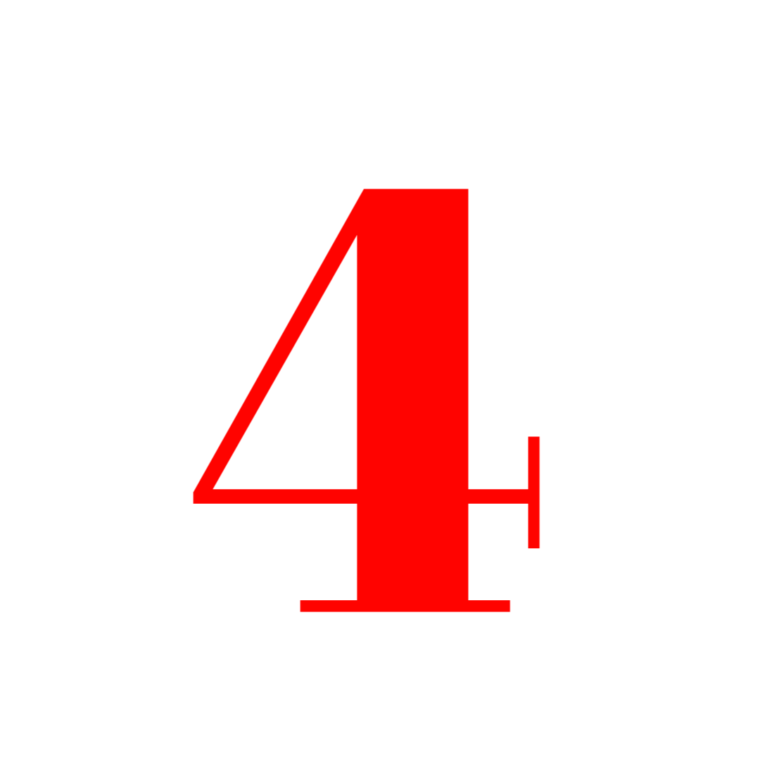 Number 4 Red Png free download