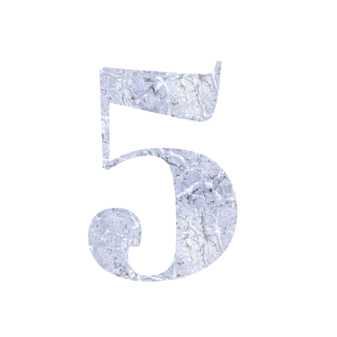 Number 5 silver Png free download