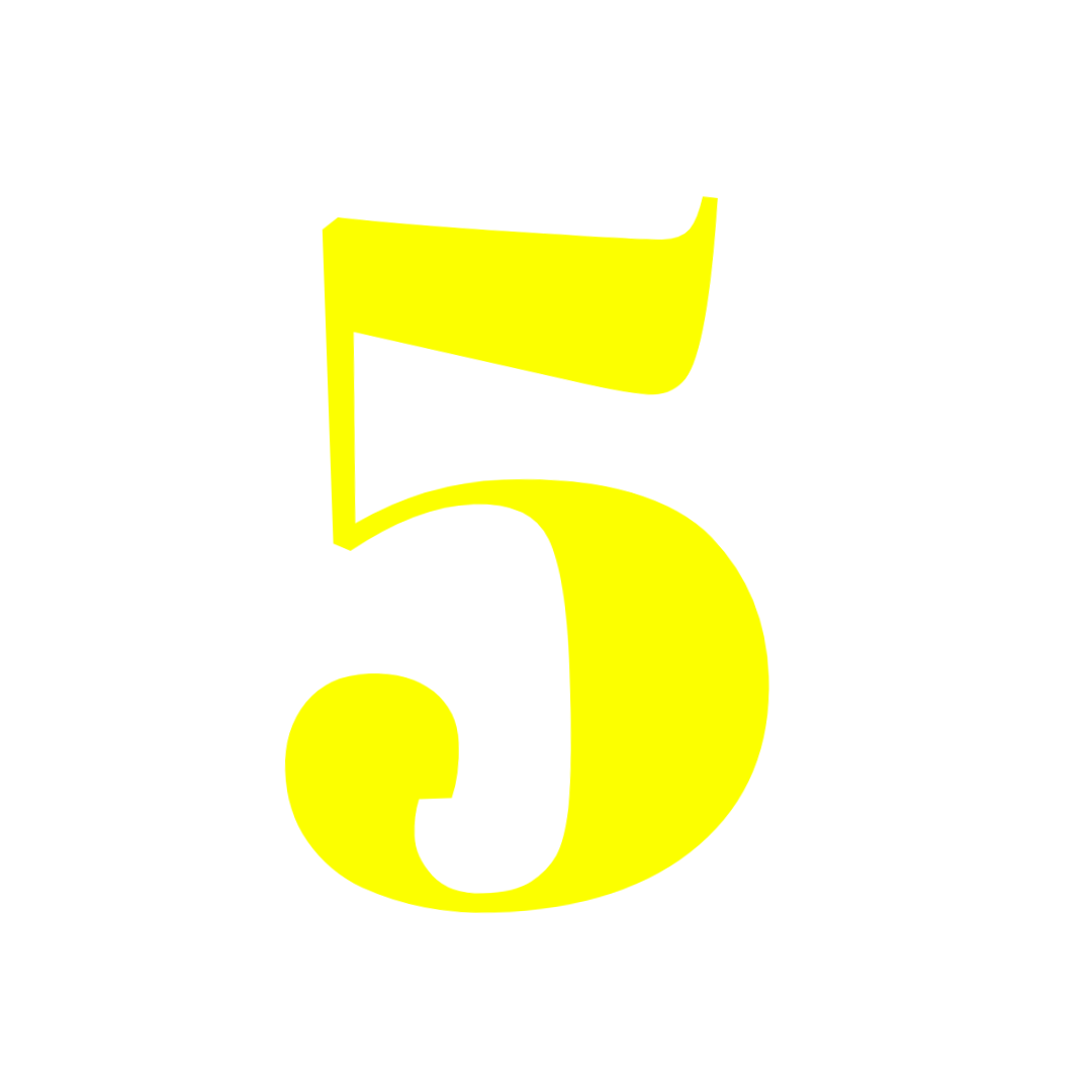 Number 5 Yellow Png free download