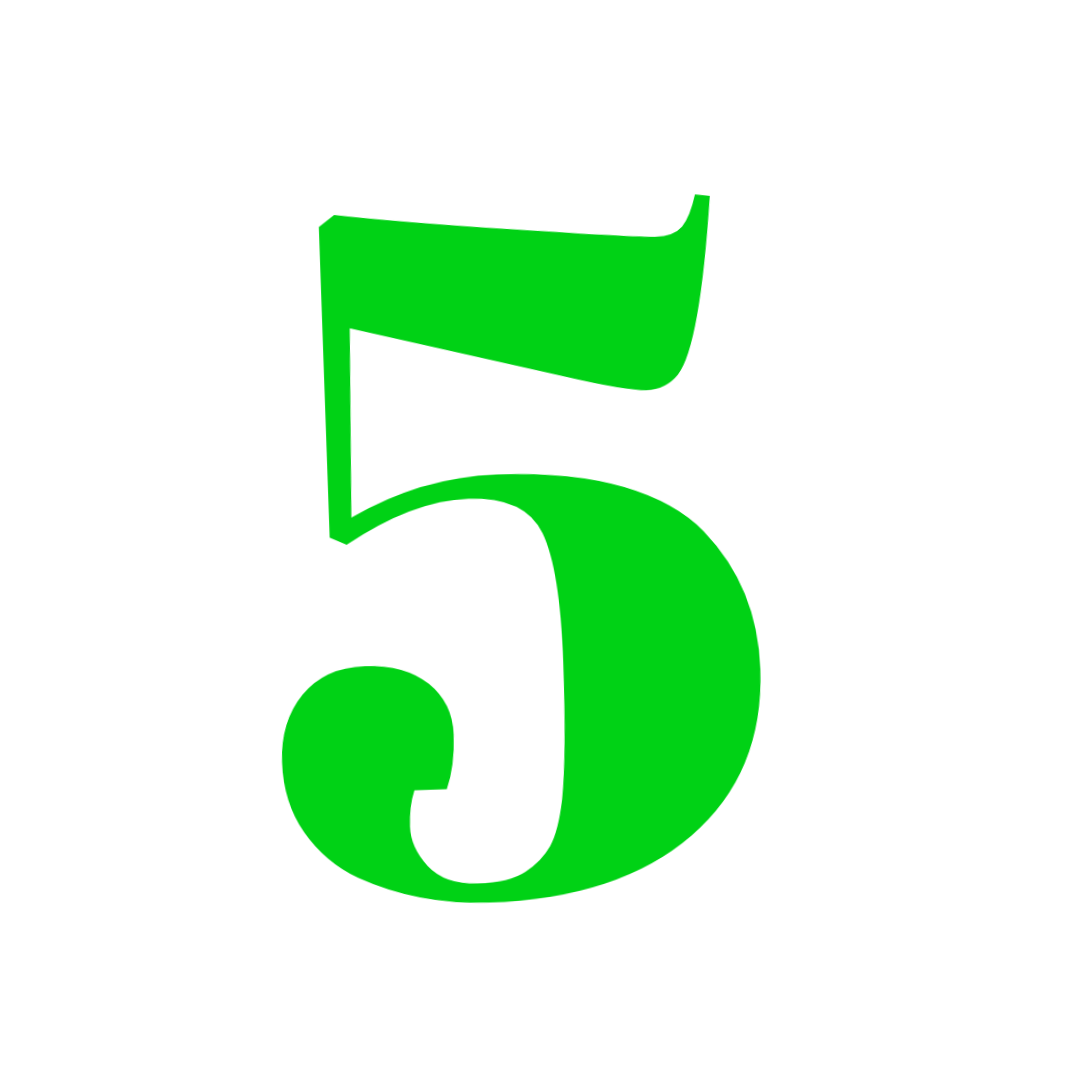 Number 5 green Png free download