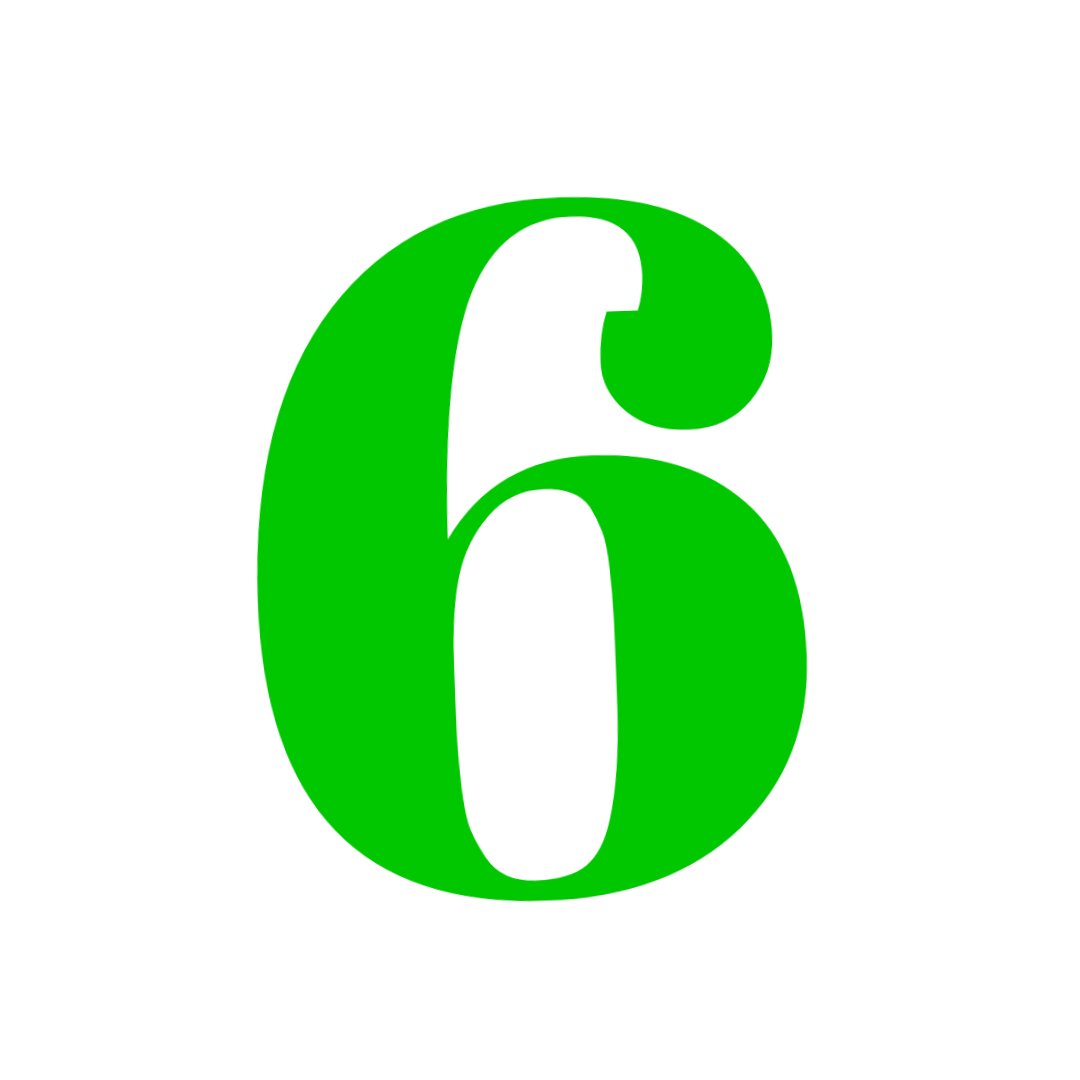 Number 6 Green Png free download