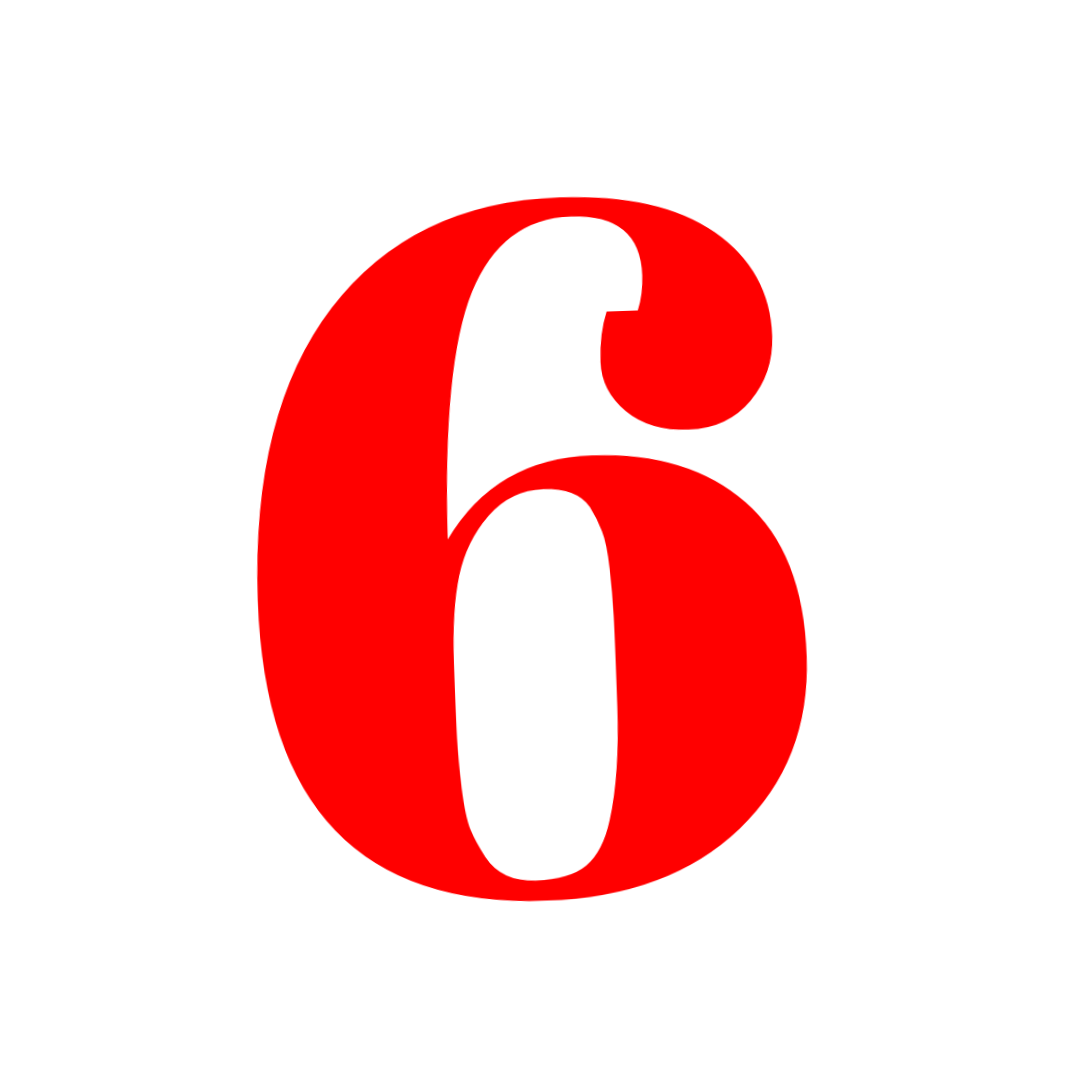 Number 6 Red Png free download