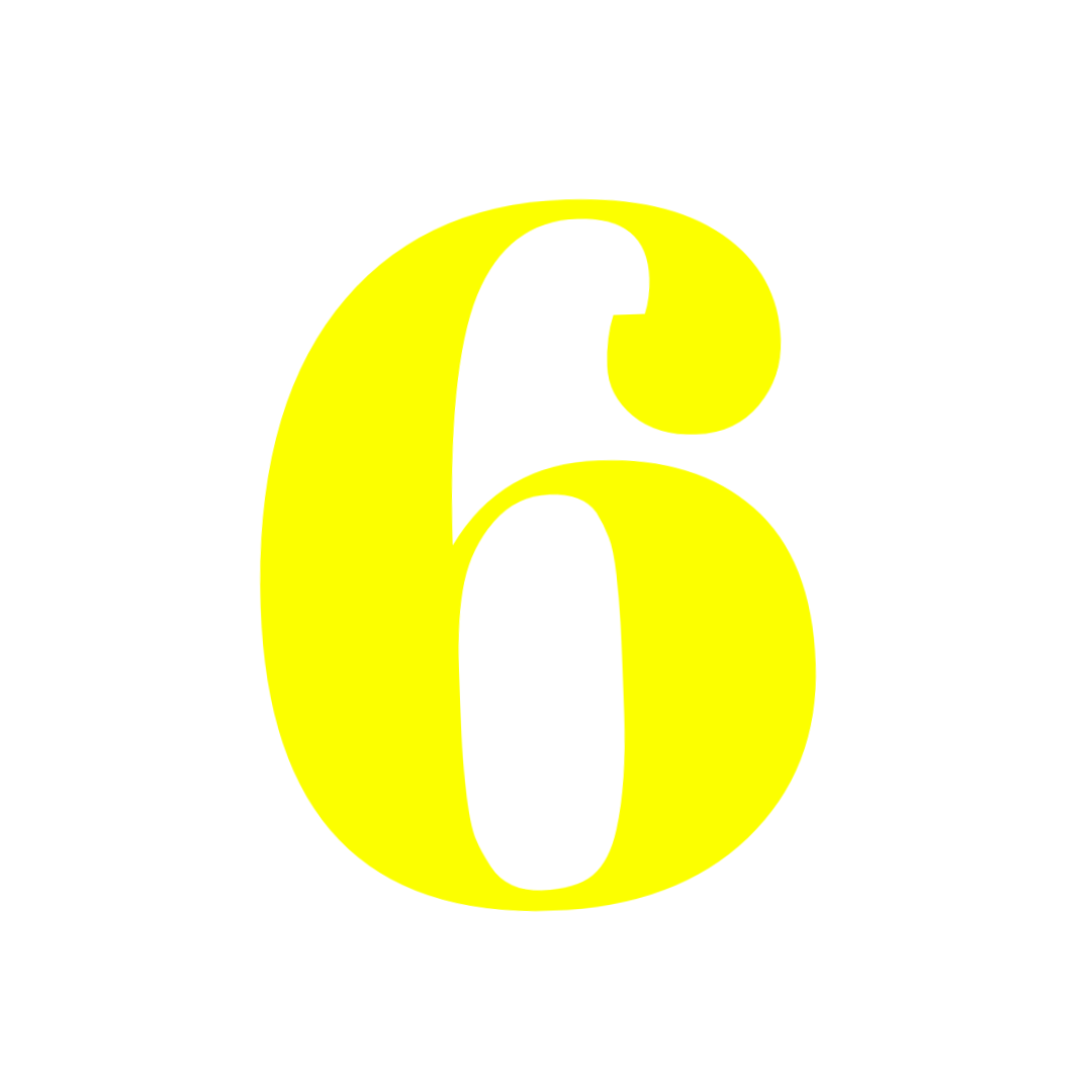 Number 6 Yellow Png free download