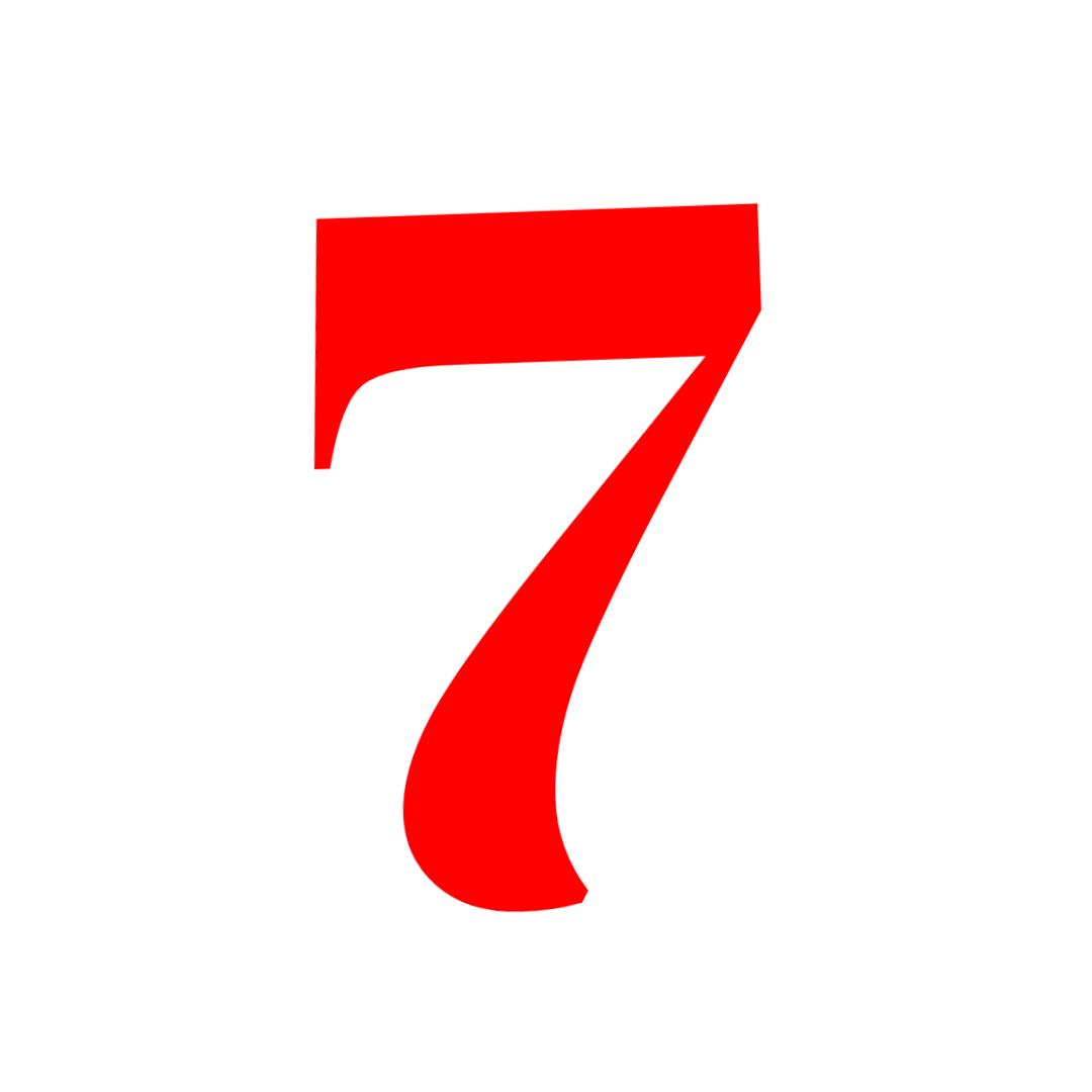 Number 7 Red Png free download