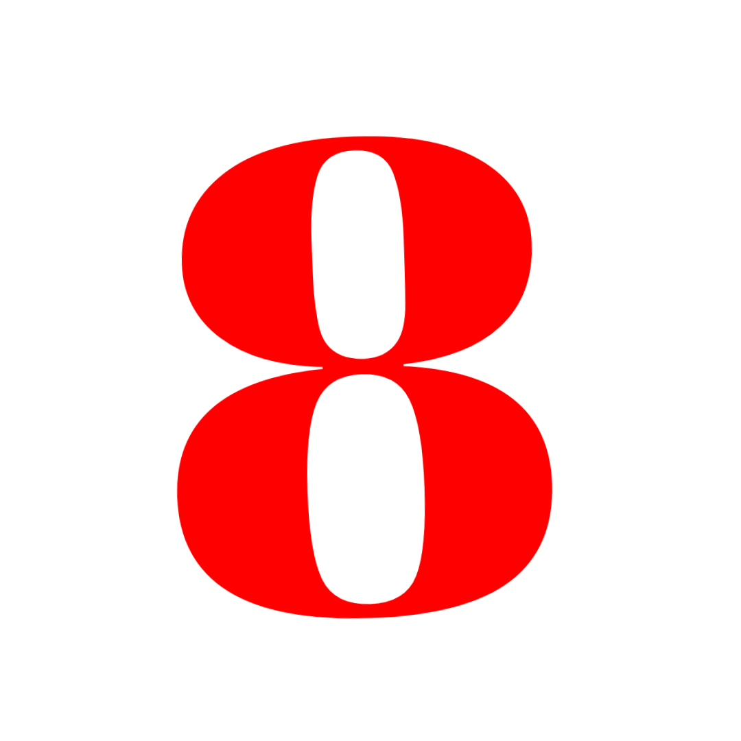 Number 8 Red Png free download