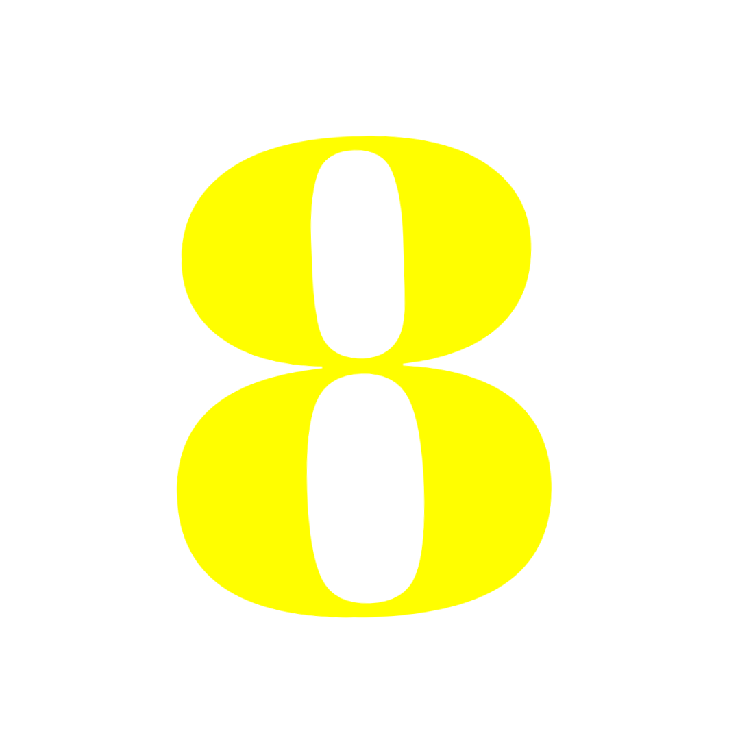 Number 8 Yellow Png free download