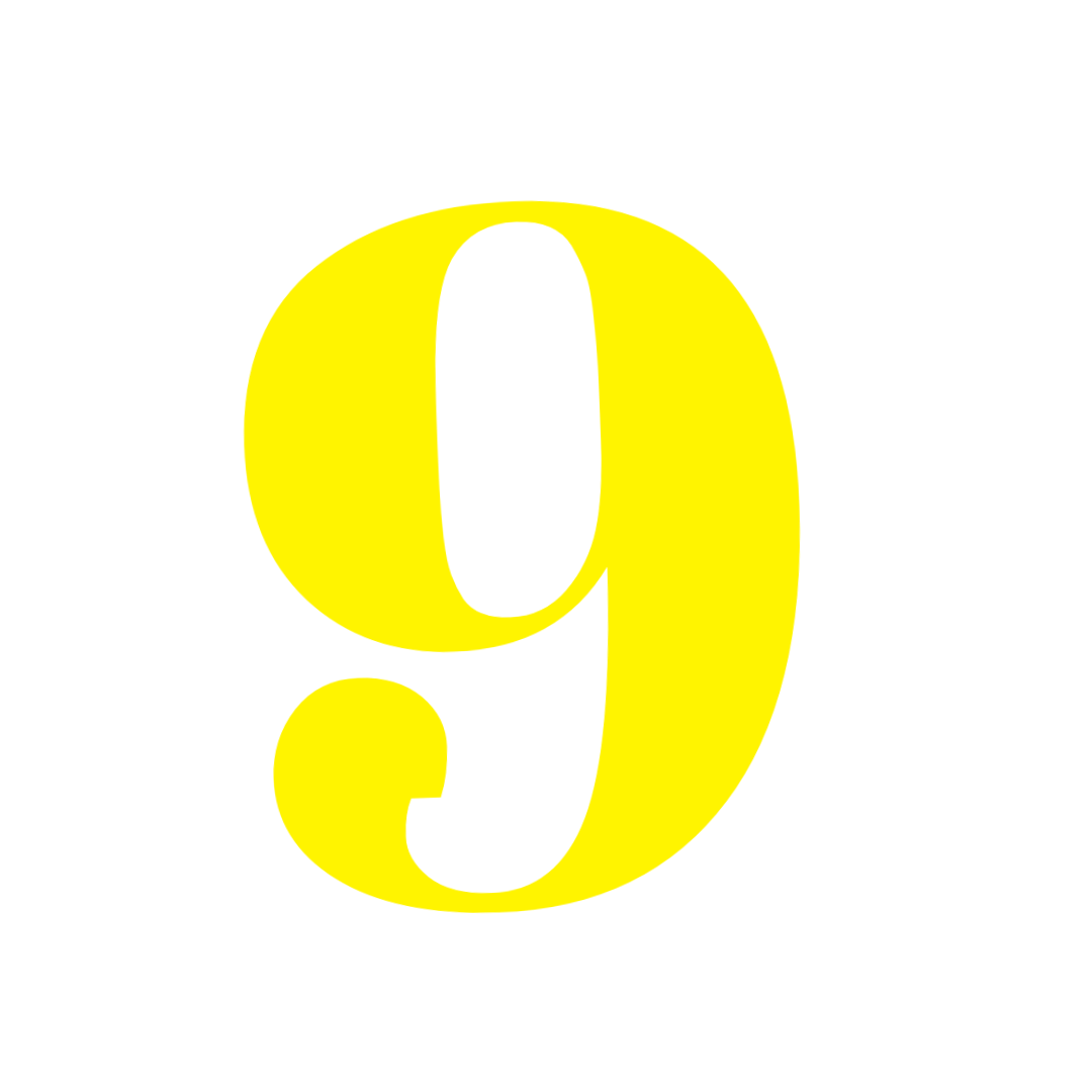 Number 9 Yellow Png free download