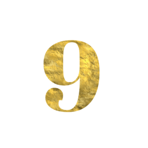 number 9 golden texture png