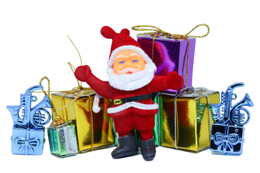 Santa claus with gift boxes png