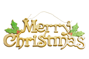 Merry Christmas Golden Wall Hanging PNG