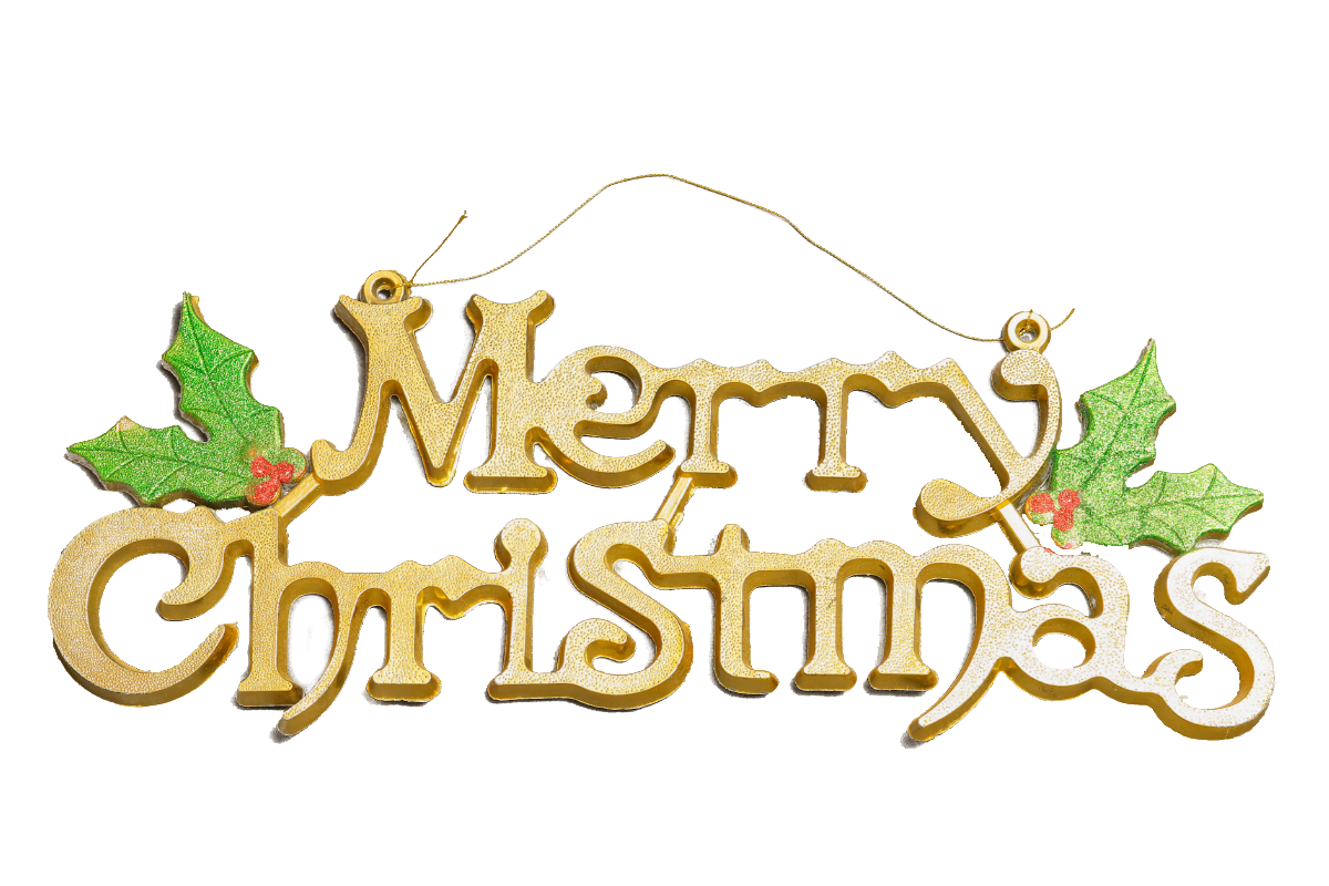 Merry Christmas Golden Wall Hanging PNG