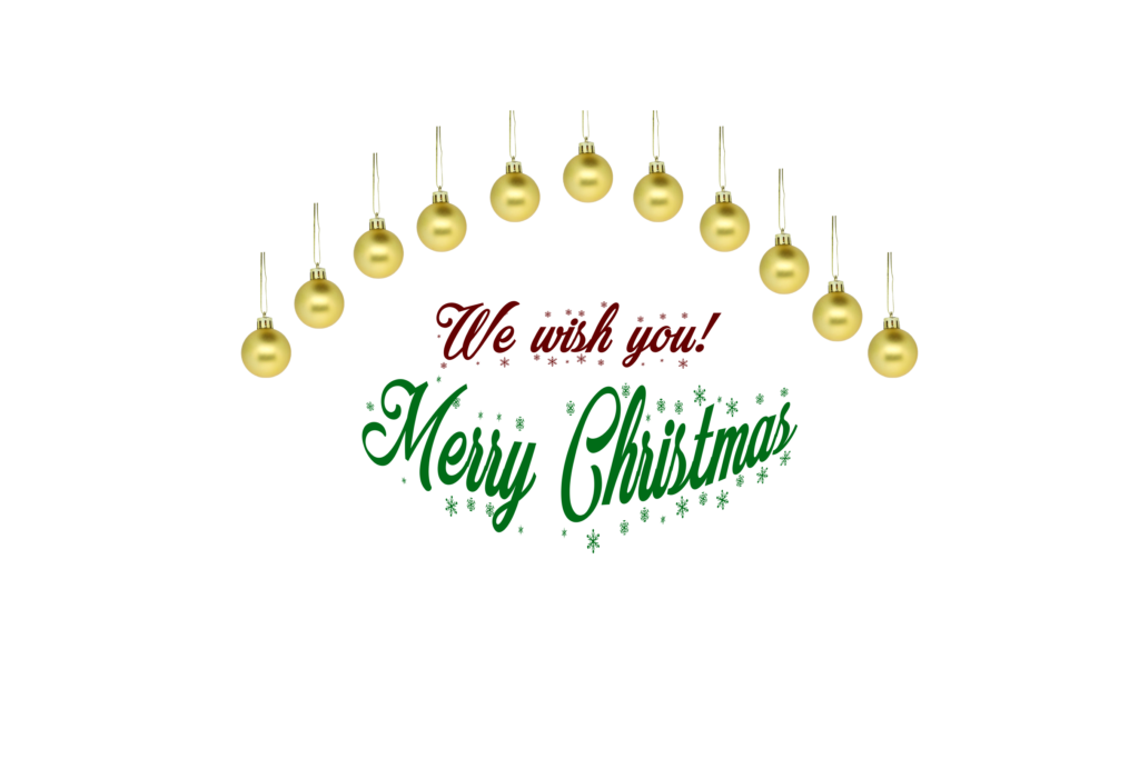 Merry Christmas wishes Golden Balls PNG