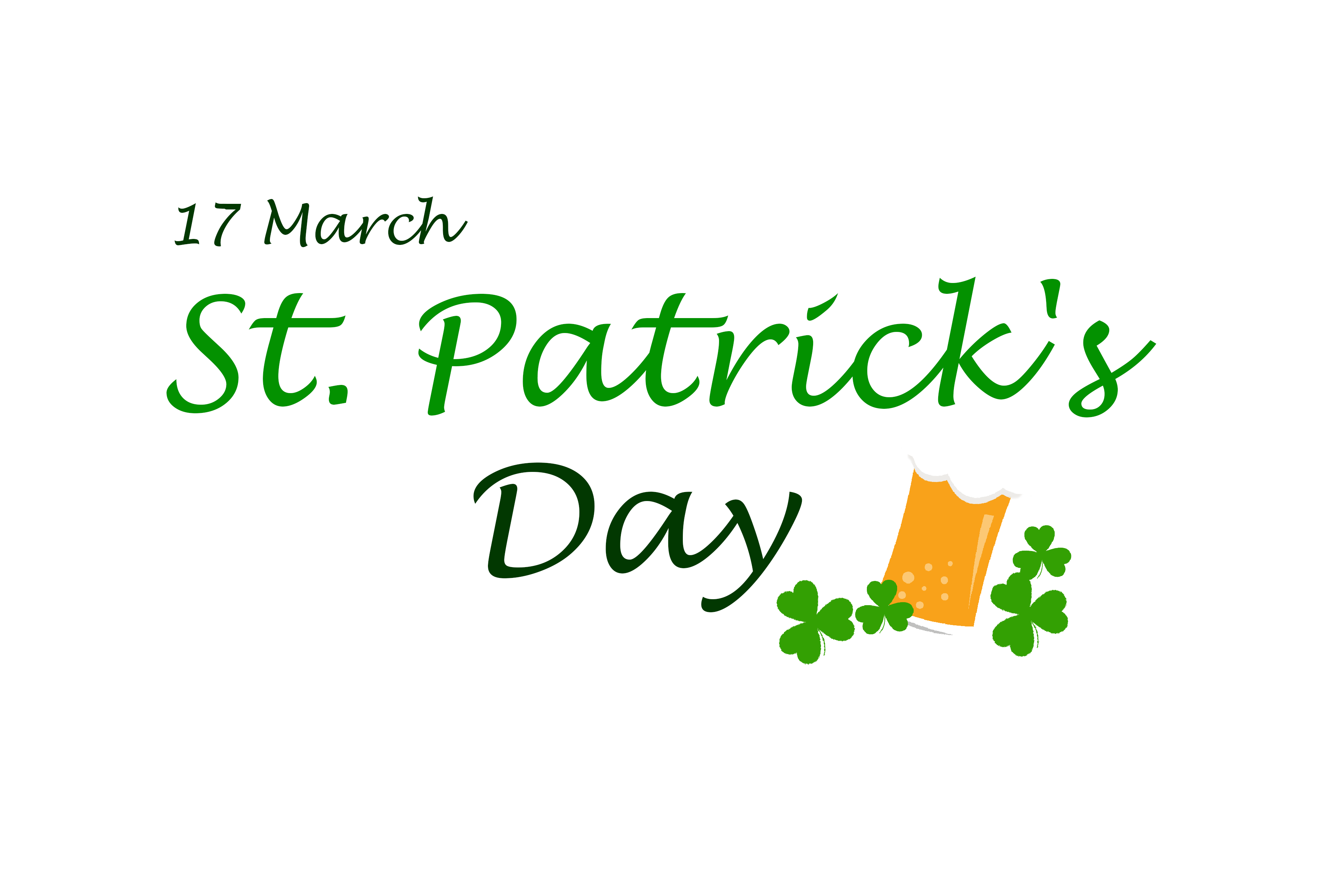 17 March Happy St. Patricks day Simple text PNG