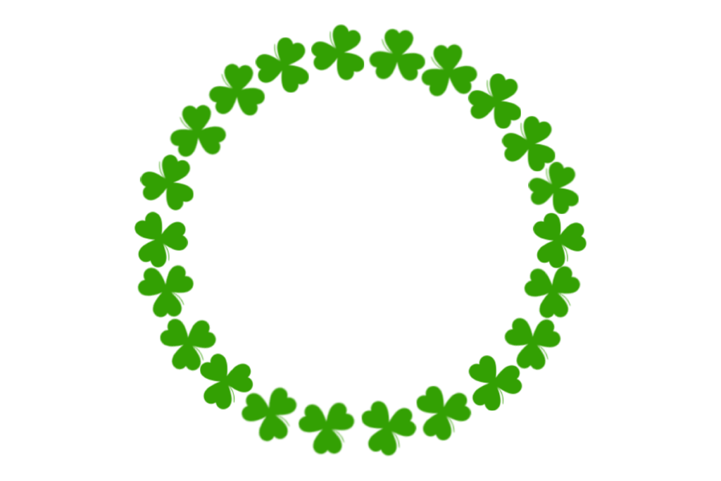 Green Clover Leaves Round Vector PNG