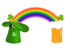 St. Patricks Rainbow Hat and Beer Glass elements PNG