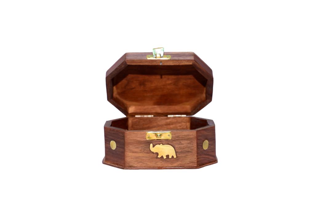 Vintage Wooden Jewellery Open Box PNG