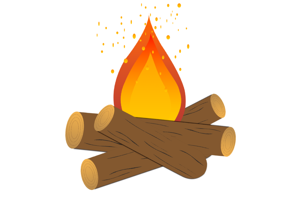 Bonfire burning on firewood camfire clipart PNG vector free