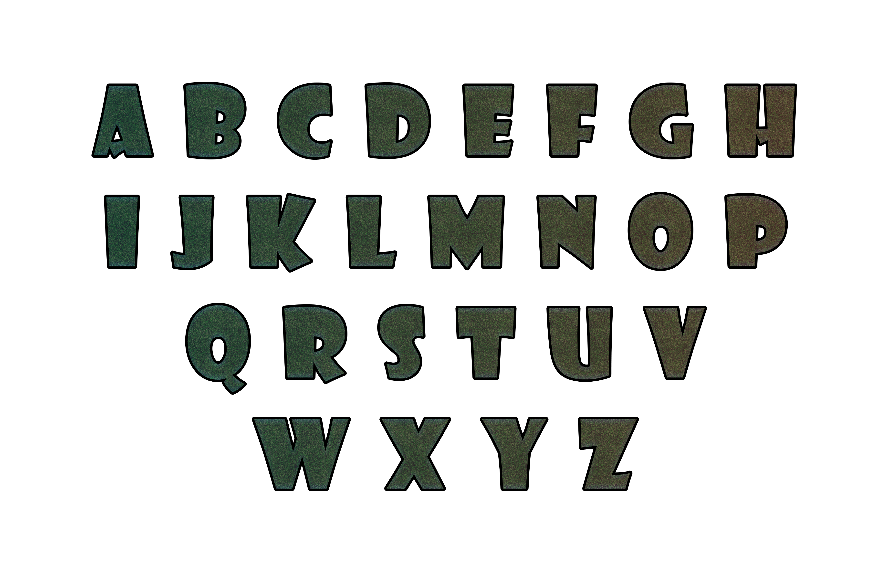 Green Color Alphabets