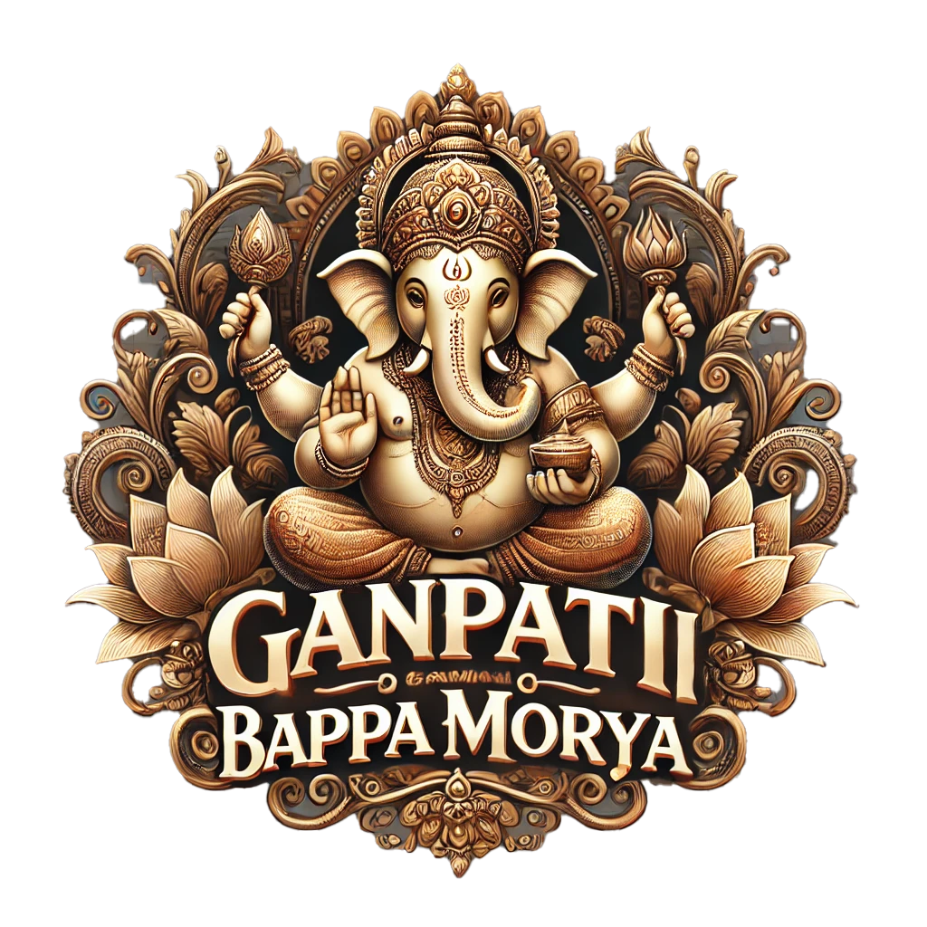 Ganesh Idol with Ganpati Bappa Moraya Text PNG