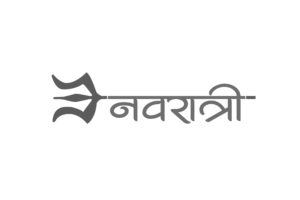 Grey color Navratri text with trishul png