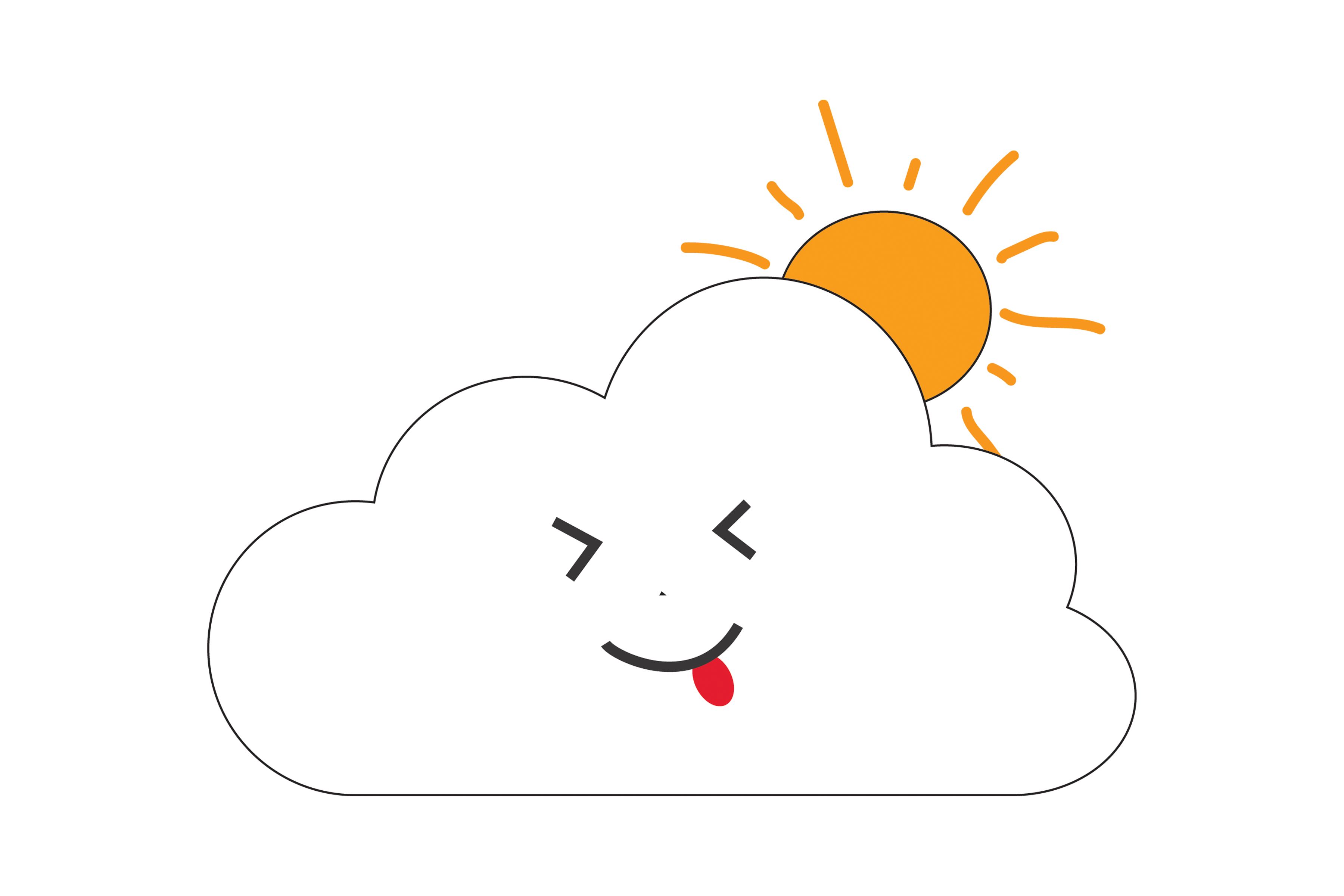 Happy Cloud with Sun Clipart PNG