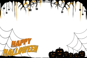 Halloween Black Border Frame with Pumpkin and Spider PNG free