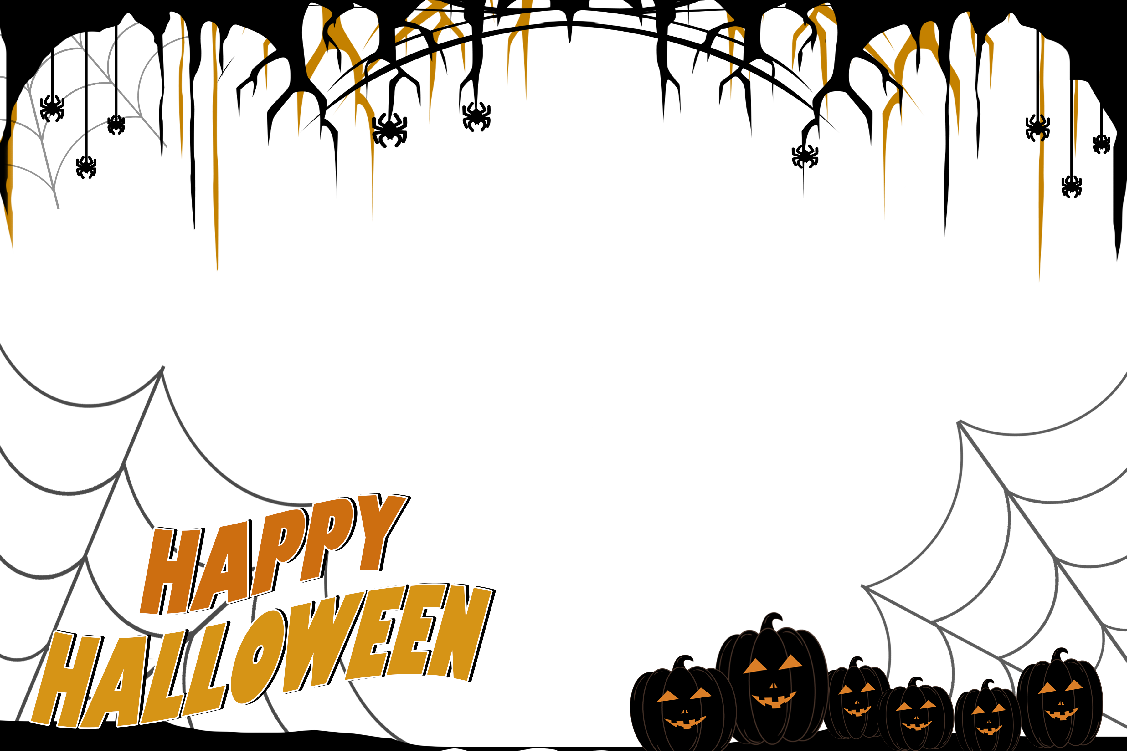 Halloween Black Border Frame with Pumpkin and Spider PNG free