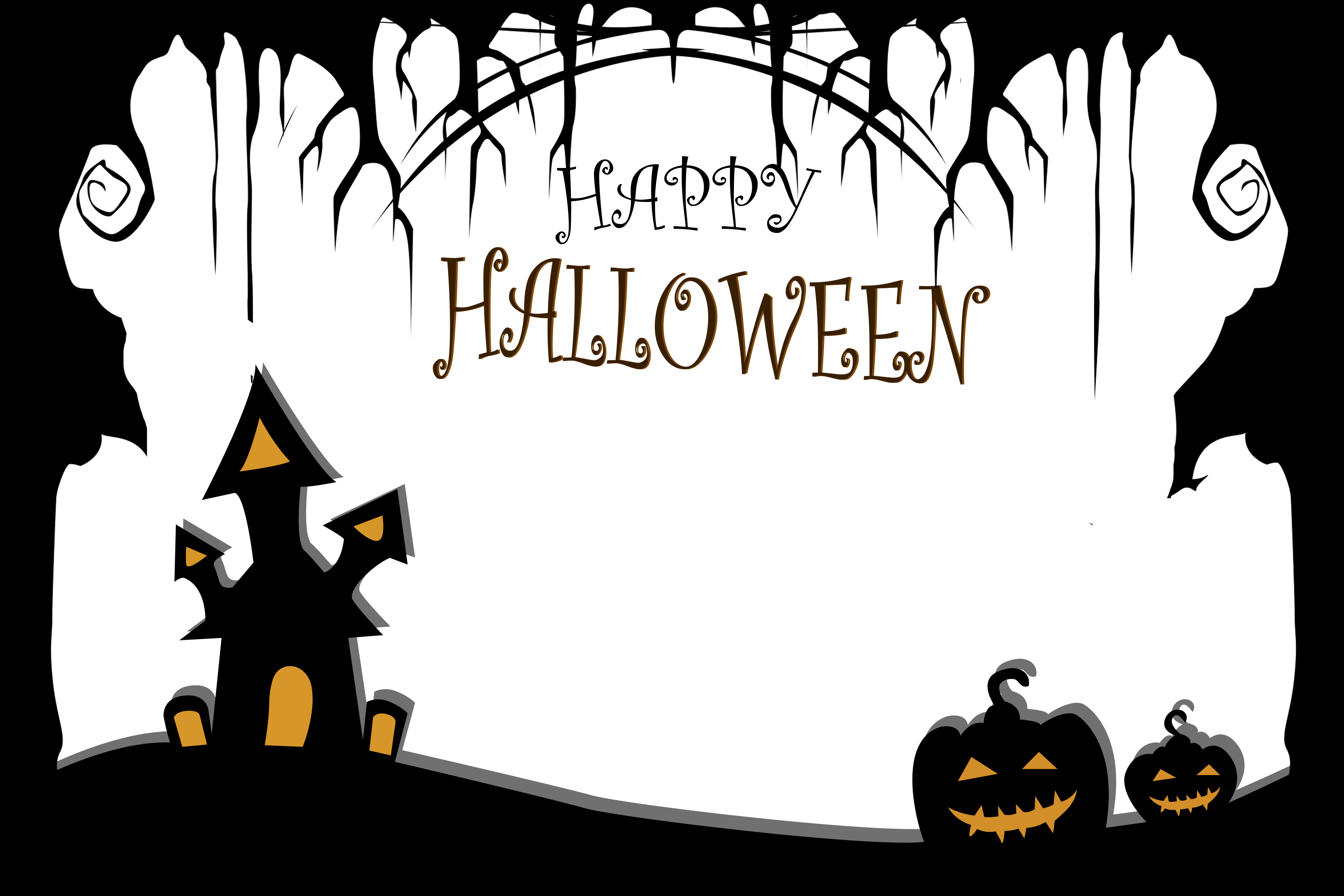 Halloween Black Border Horizontal Frame PNG Transparent