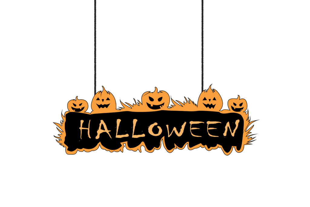 Halloween Board with Pumpkin Png image