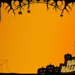 Halloween Orange Gradient design Frame With Pumpkin and Spider vector image PNG