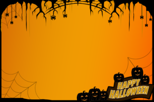 Halloween Orange Gradient design Frame With Pumpkin and Spider vector image PNG