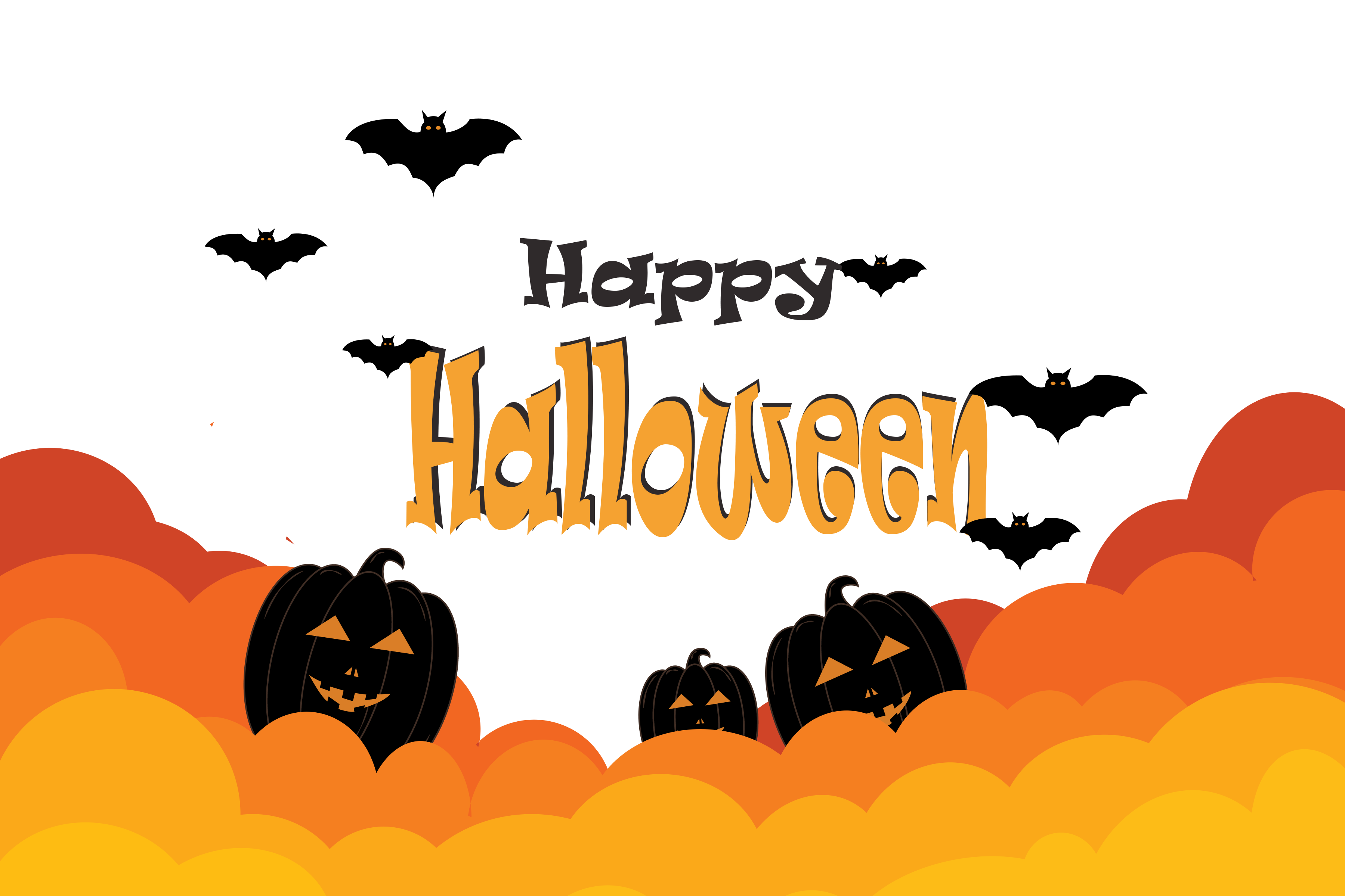 Happy Halloween with orange gradient vector background design png