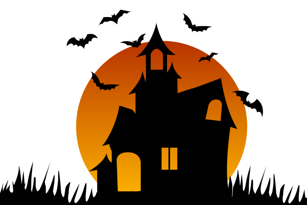 Haunted House PNG with Orange gradient Transparent Images