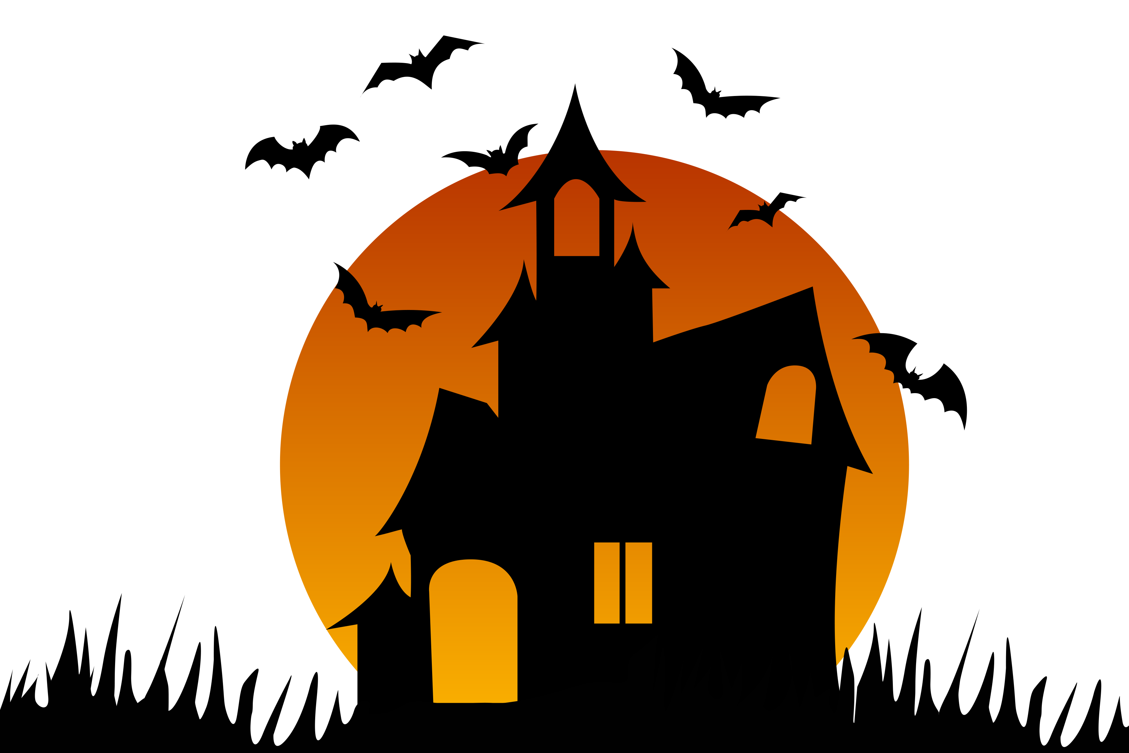 Haunted House PNG with Orange gradient Transparent Images